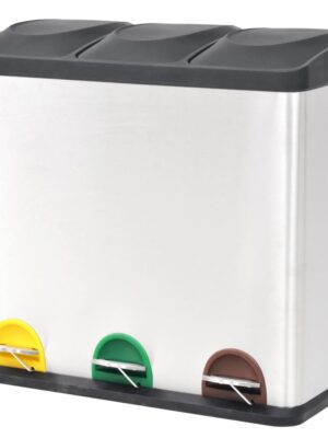 Recycling Pedal Bin Garbage Trash Bin Stainless Steel 54 L