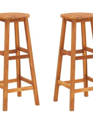 Bar Chairs 2 pcs Solid Acacia Wood