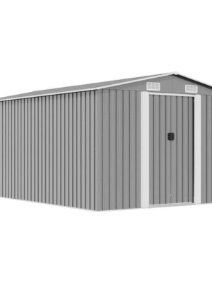 Garden Shed 257x392x181 cm Metal Grey