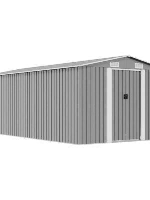 Garden Shed 257x489x181 cm Metal Grey