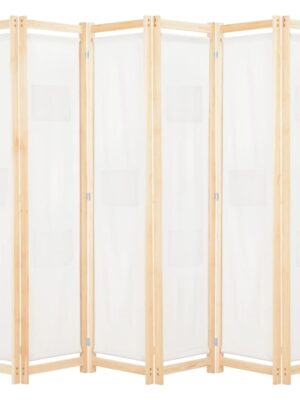 6-Panel Room Divider Cream 240x170x4 cm Fabric