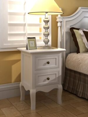 Nightstands 2 pcs with 2 Drawers MDF White