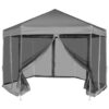 8718475973676_a_en_hd_1.jpg Hexagonal Pop-Up Marquee with 6 Sidewalls Grey 3.6x3.1 m