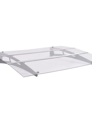 Door Canopy Silver and Transparent 150x90 cm PET
