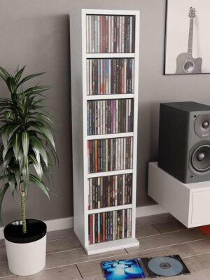 CD Cabinet White 21x20x88 cm Engineered Wood