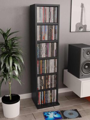 CD Cabinet Black 21x20x88 cm Engineered Wood
