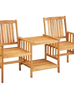Garden Chairs with Tea Table 159x61x92 cm Solid Acacia Wood