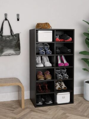 Shoe Rack Black 54x34x100.5 cm Engineered Wood