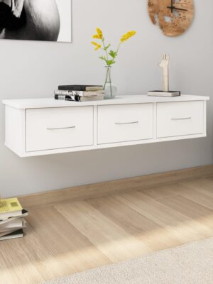 Wall-mounted Drawer Shelf White 88x26x18.5 cm Engineered Wood