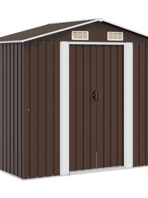Garden Storage Shed Brown 204x132x186 cm Steel