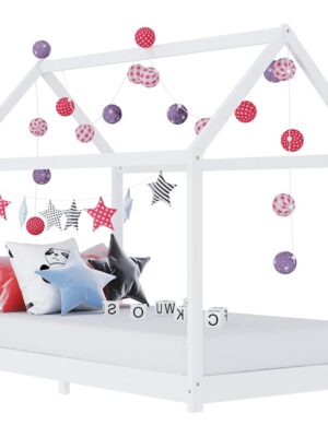 Kids Bed Frame White Solid Pine Wood 90x200 cm