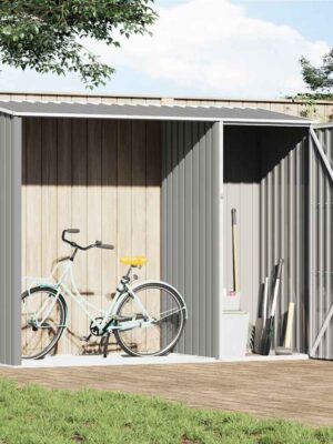 Garden Firewood Shed Grey 245x98x159 cm Galvanised Steel