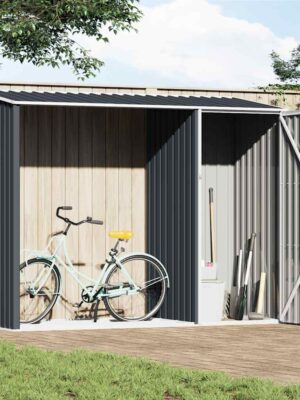 Garden Firewood Shed Anthracite 245x98x159 cm Galvanised Steel