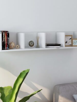 CD Wall Shelf White 100x18x18 cm Engineered Wood