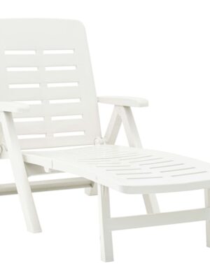 Folding Sun Lounger Plastic White