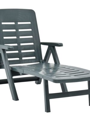 Folding Sun Lounger Plastic Green