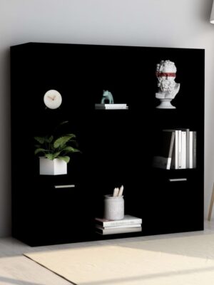 Book Cabinet Black 98x30x98 cm Engineered Wood