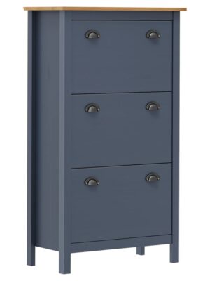 Shoe Cabinet Hill Grey 72x35x124 cm Solid Pine Wood