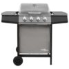 Gas BBQ Grill with 4 Burners Black and Silver