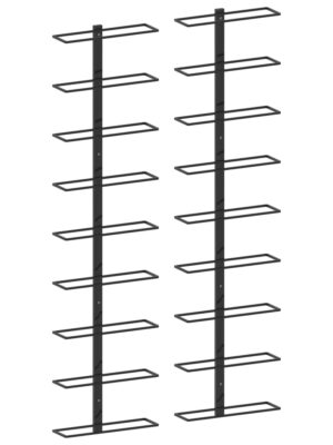 Wall-mounted Wine Racks for 18 Bottles 2 pcs Black Iron