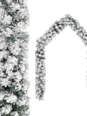 Christmas Garland with Flocked Snow Green 10 m PVC