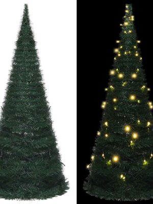 Pop-up String Artificial Pre-lit Christmas Tree Green 210 cm