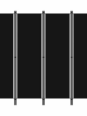 4-Panel Room Divider Black 200x180 cm