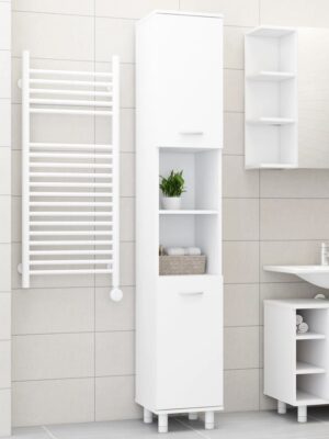 Bathroom Cabinet White 30x30x179 cm Engineered Wood