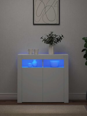 Sideboard with LED Lights White 80x35x75 cm
