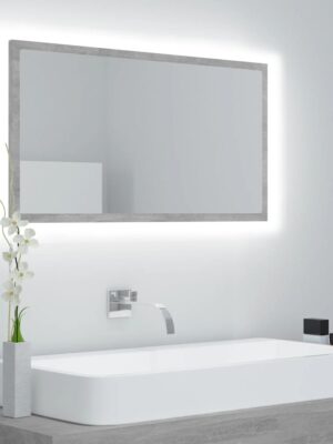 LED Bathroom Mirror Concrete Grey 80x8.5x37 cm Acrylic