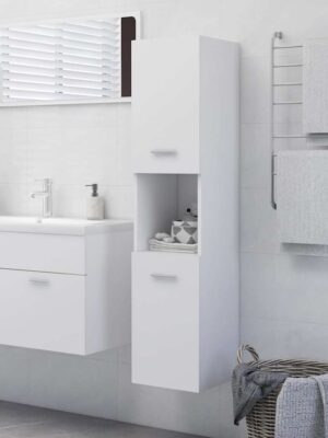 Bathroom Cabinet White 30x30x130 cm Engineered Wood