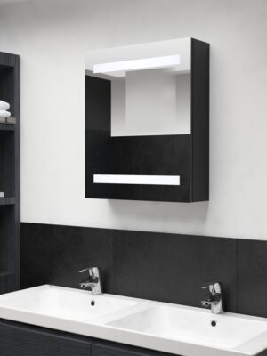 LED Bathroom Mirror Cabinet Black 50x14x60 cm