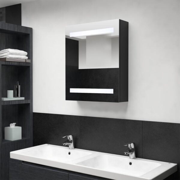 LED Bathroom Mirror Cabinet Black 50x14x60 cm