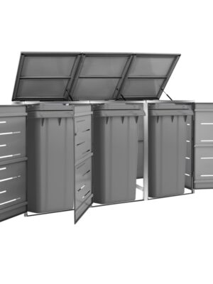 Triple Wheelie Bin Shed 207x77.5x112.5 cm Stainless Steel