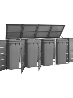 Quadruple Wheelie Bin Shed 276.5x77.5x112.5 cm Stainless Steel