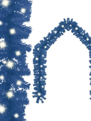 Christmas Garland with LED Lights 10 m Blue