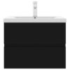 Sink Cabinet with Built-in Basin Black Engineered Wood