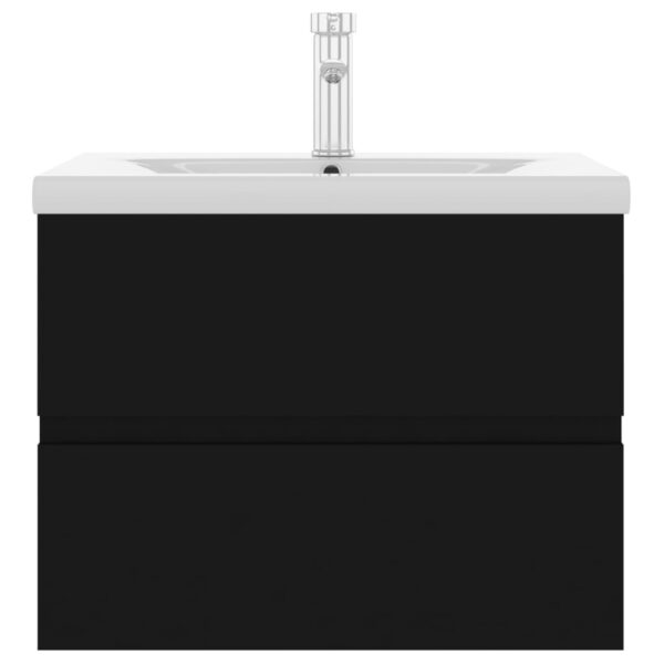 Sink Cabinet with Built-in Basin Black Engineered Wood