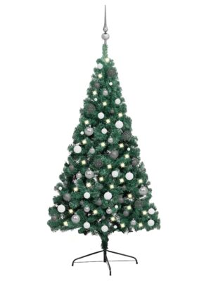 Artificial Half Pre-lit Christmas Tree with Ball Set Green 240 cm