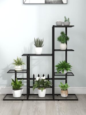Flower Stand 94.5x25x88 cm Black Metal