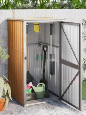 Garden Tool Shed Brown 88x89x161 cm Galvanised Steel