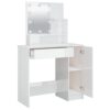 Dressing Table with LED High Gloss White 86.5x35x136 cm