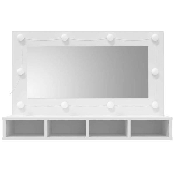 Mirror Cabinet with LED White 90x31.5x62 cm