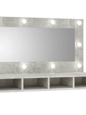 Mirror Cabinet with LED Concrete Grey 90x31.5x62 cm
