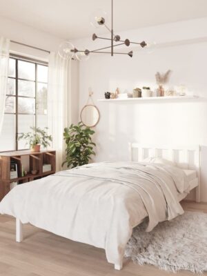 Bed Frame without Mattress White Solid Wood Single