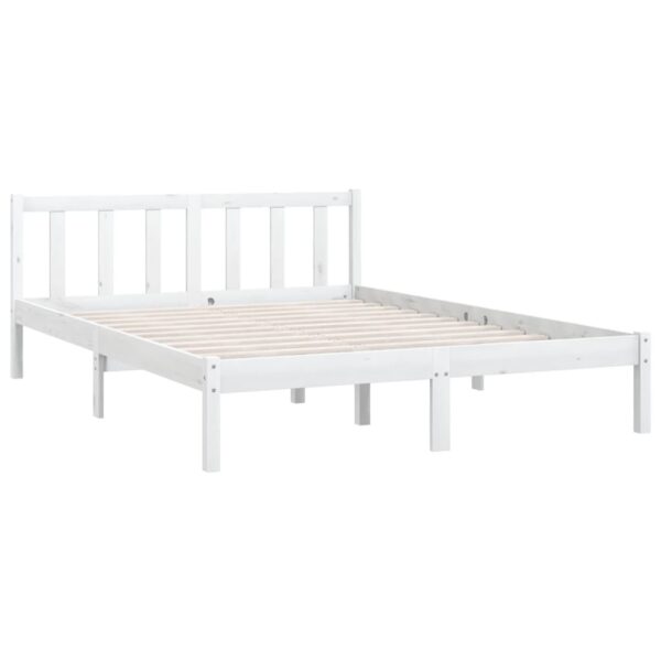 Bed Frame without Mattress White Solid Wood Double