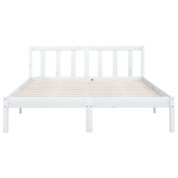 Bed Frame without Mattress White Solid Wood Double
