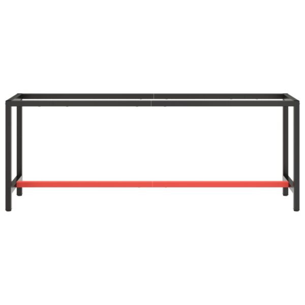 Work Bench Frame Matte Black and Matte Red 210x50x79 cm Metal