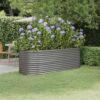 Garden Raised Bed Galvanised Steel 224x80x68 cm Grey