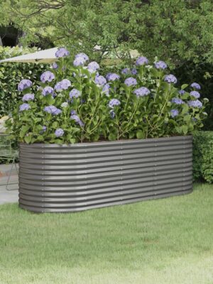 Garden Raised Bed Galvanised Steel 224x80x68 cm Grey